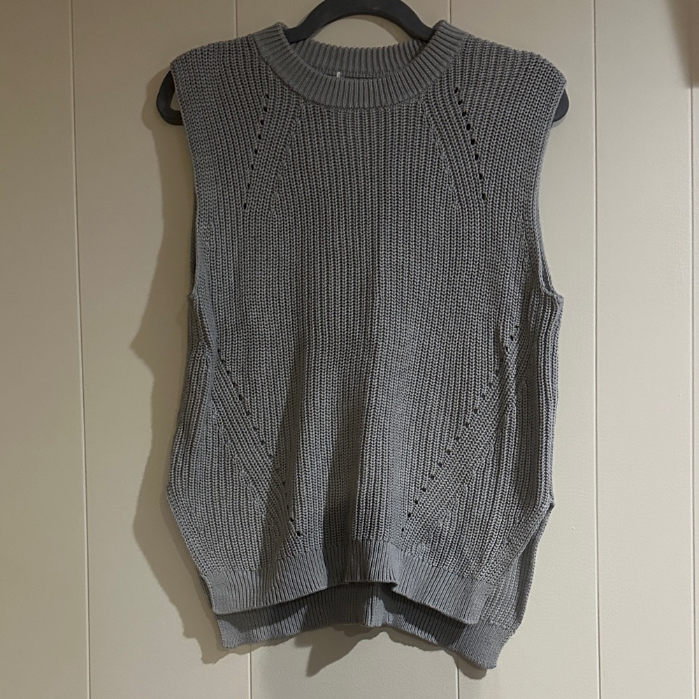 Gray Sleeveless Knit Sweater